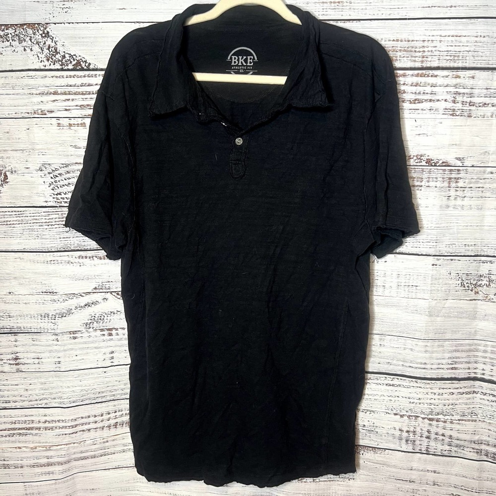 BKE Athletic Fit Black Mens Collar Short Sleeve Shirt XL - Picture 1 of 3
